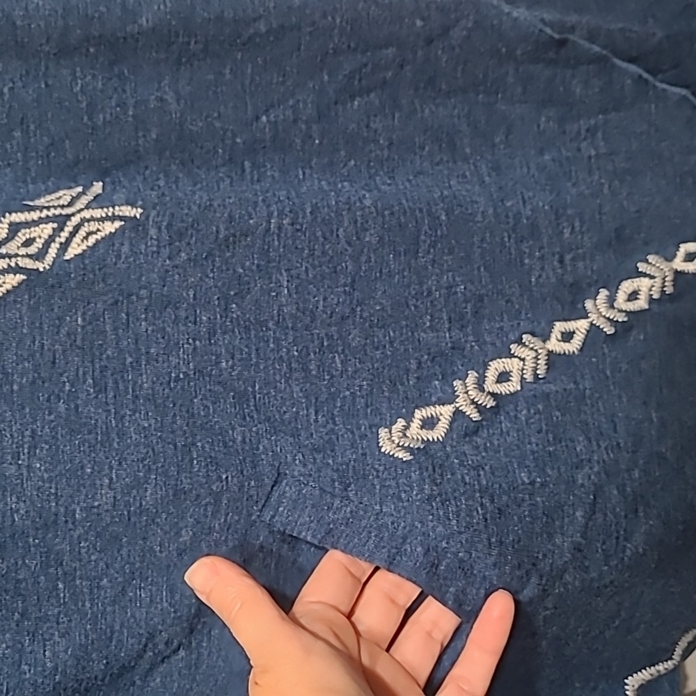 Young threads NYC asymmetrical embroidered longsleeve cardigan 2X blue - Picture 3 of 5